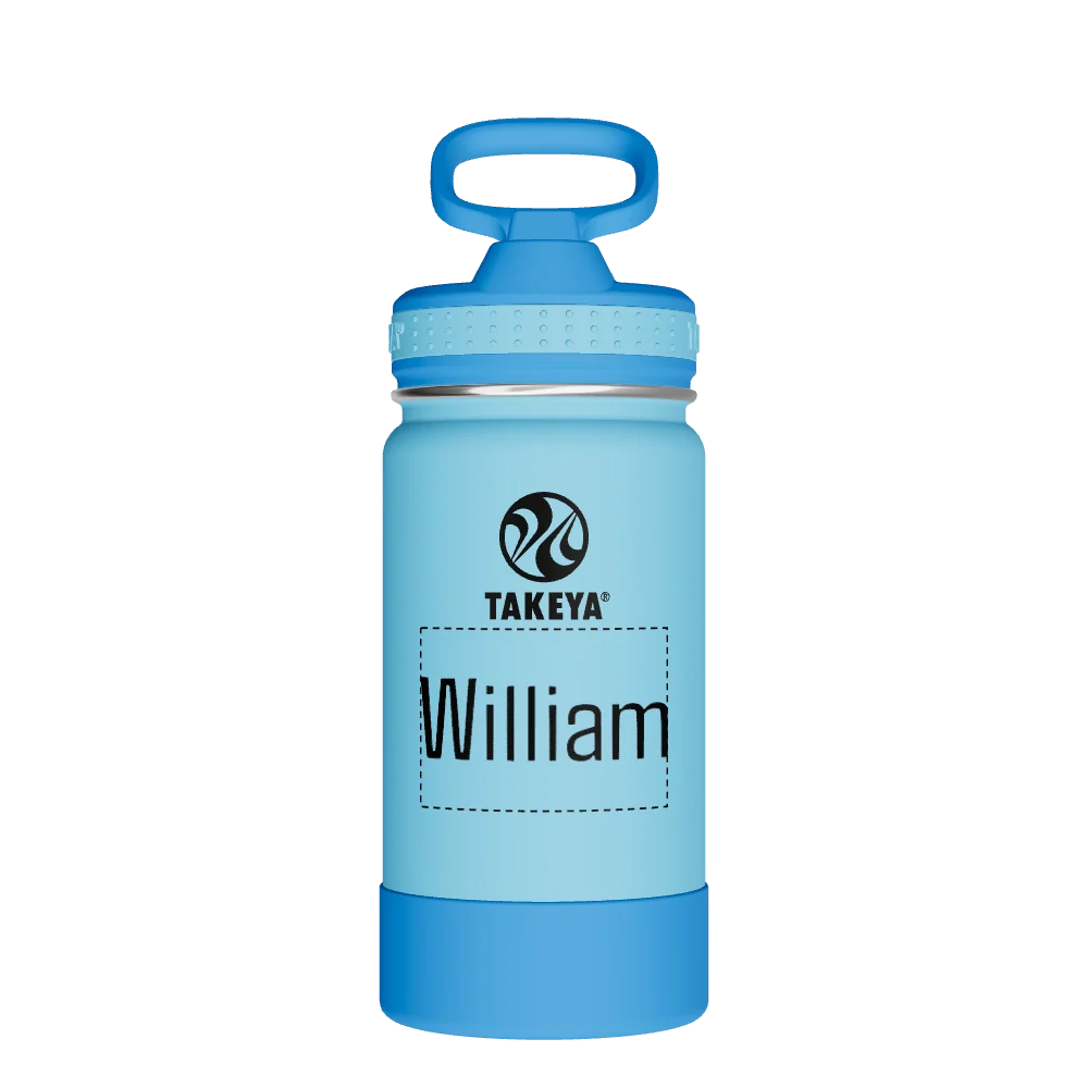 Takeya Actives Kids Water Bottle With Straw Lid - 14oz Atlantic/SailBlue - Model 50314-TAKEYA-ACTIVES-KIDS-WATER-BOTTLE-WITH-STRAW-LID-CUSTOMIZED-42-14OZ-ATLANTIC-SAILBLUE