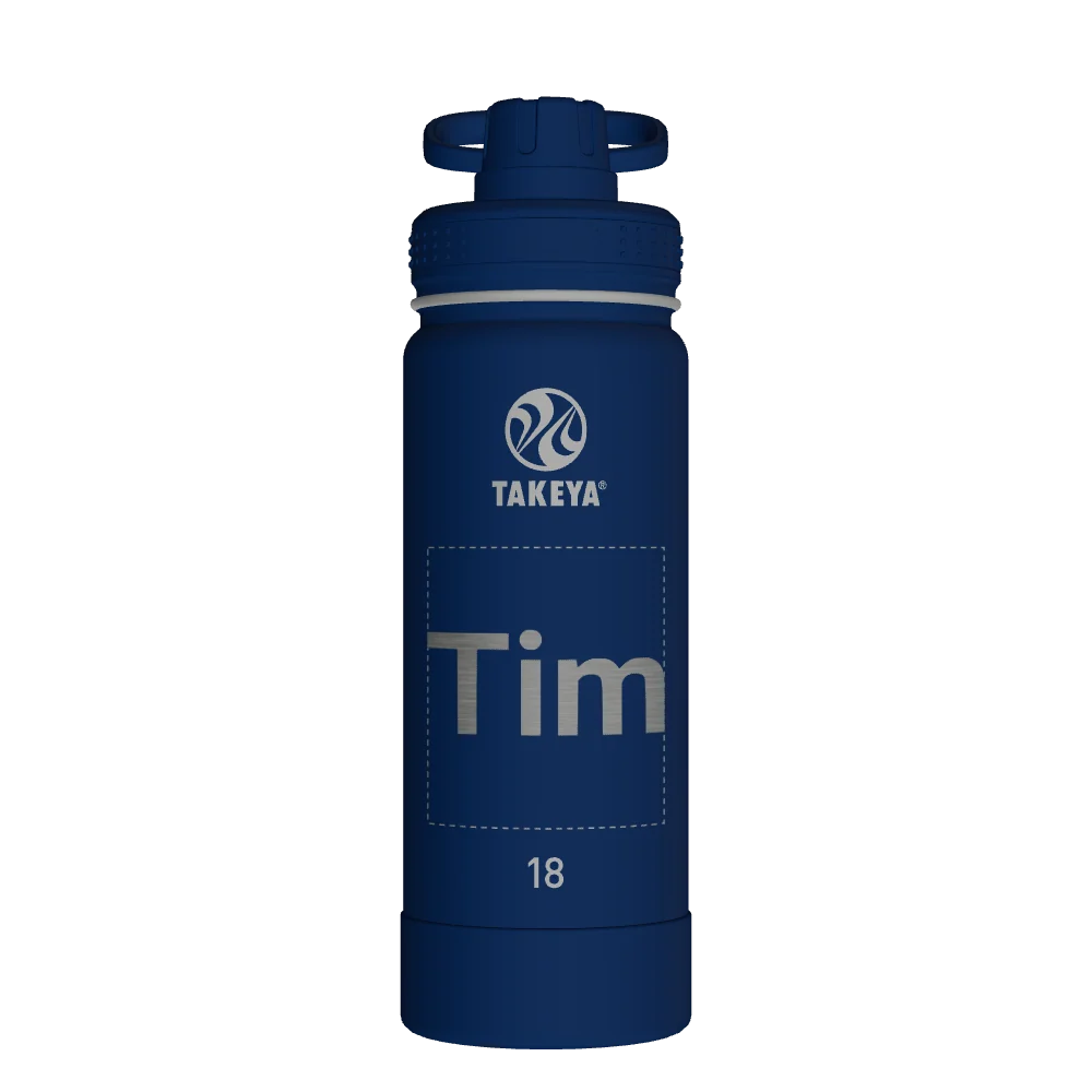Takeya Actives Water Bottle With Spout Lid - 18oz Midnight - Model 51064-TAKEYA-ACTIVES-WATER-BOTTLE-WITH-SPOUT-LID-CUSTOMIZED-125-18OZ-MIDNIGHT
