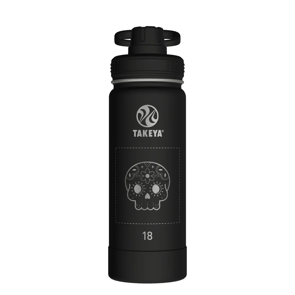 Takeya Actives Water Bottle With Spout Lid - 18oz Onyx - Model 51060-TAKEYA-ACTIVES-WATER-BOTTLE-WITH-SPOUT-LID-CUSTOMIZED-144-18OZ-ONYX