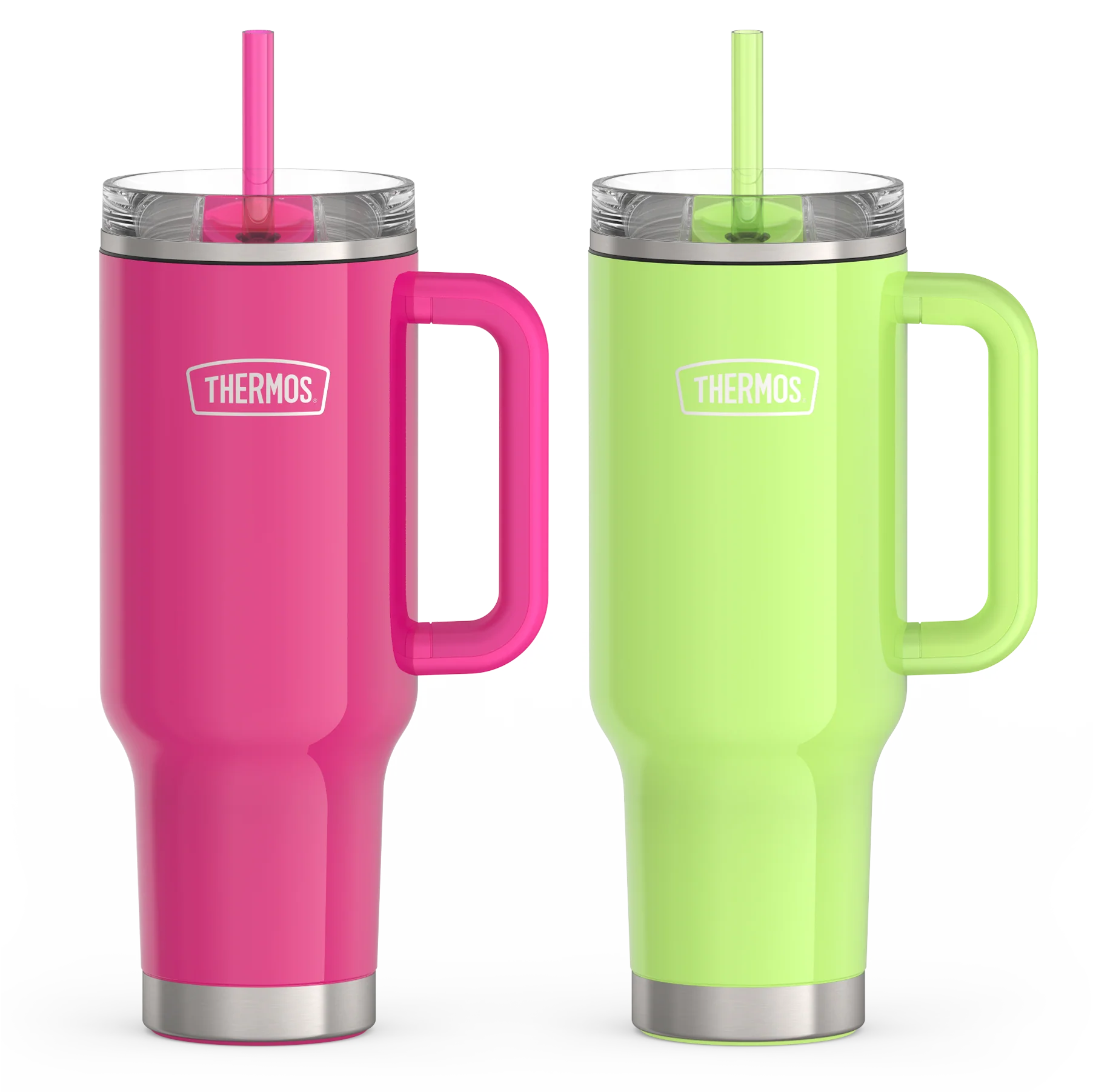 THERMOS 40oz Glossy Cup Holder Mug Bundle - Hot Pink & Lime