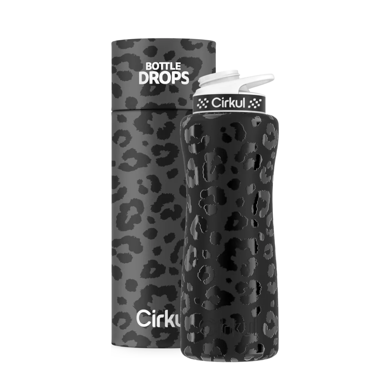 Cirkul Limited Edition: 32oz. Black Leopard Stainless Steel Bottle & Lid