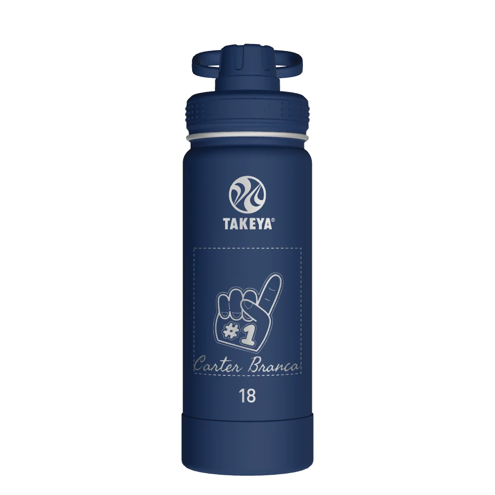 Takeya Actives Water Bottle With Spout Lid - 18oz Midnight - Model 51064-TAKEYA-ACTIVES-WATER-BOTTLE-WITH-SPOUT-LID-CUSTOMIZED-157-18OZ-MIDNIGHT