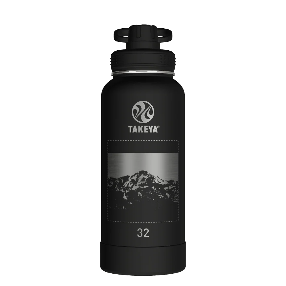 Takeya Actives Water Bottle With Spout Lid - 32oz Onyx - Model 51020-TAKEYA-ACTIVES-WATER-BOTTLE-WITH-SPOUT-LID-CUSTOMIZED-71-32OZ-ONYX