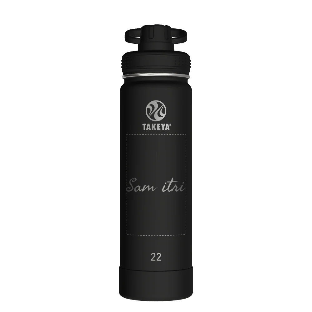 Takeya Actives Water Bottle With Spout Lid - 22oz Onyx - Model 50328-TAKEYA-ACTIVES-WATER-BOTTLE-WITH-SPOUT-LID-CUSTOMIZED-25-22OZ-ONYX