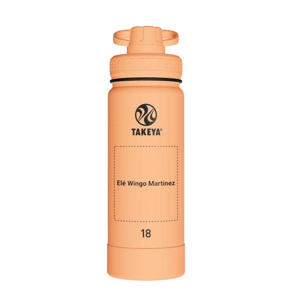Takeya Actives Water Bottle With Spout Lid - 18oz Tart Orange - Model 51074-TAKEYA-ACTIVES-WATER-BOTTLE-WITH-SPOUT-LID-CUSTOMIZED-311-18OZ-TART-ORANGE
