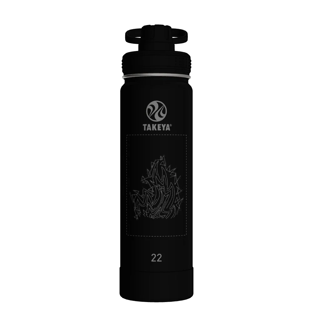 Takeya Actives Water Bottle With Spout Lid - 22oz Onyx - Model 50328-TAKEYA-ACTIVES-WATER-BOTTLE-WITH-SPOUT-LID-CUSTOMIZED-296-22OZ-ONYX