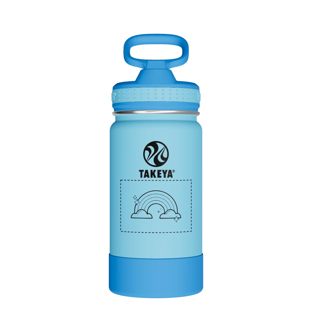 Takeya Actives Kids Water Bottle With Straw Lid - 14oz Atlantic/SailBlue - Model 50314-TAKEYA-ACTIVES-KIDS-WATER-BOTTLE-WITH-STRAW-LID-CUSTOMIZED-2-14OZ-ATLANTIC-SAILBLUE