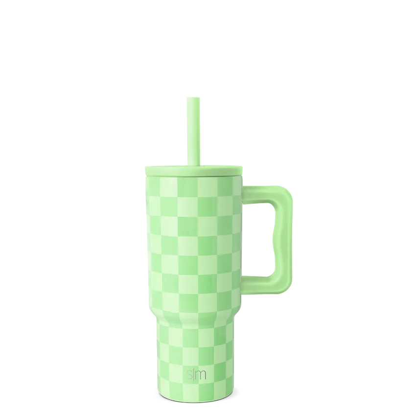 Simple Modern Trek Kids Tumbler with Silicone Straw Lid - 24oz Lime Checkmate