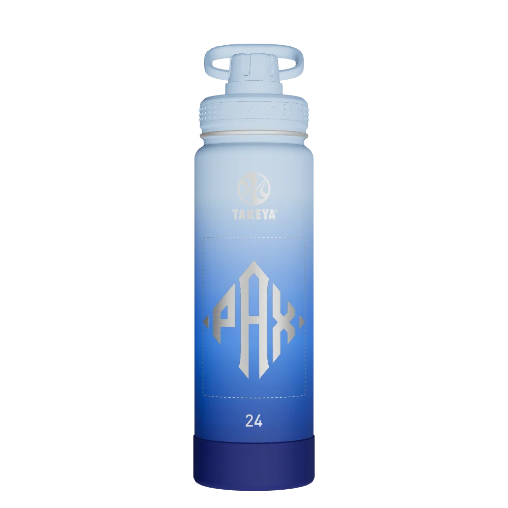 Takeya Actives Water Bottle With Spout Lid - 24oz Pacific Blue - Model 51396-TAKEYA-ACTIVES-WATER-BOTTLE-WITH-SPOUT-LID-CUSTOMIZED-184-24OZ-PACIFIC-BLUE