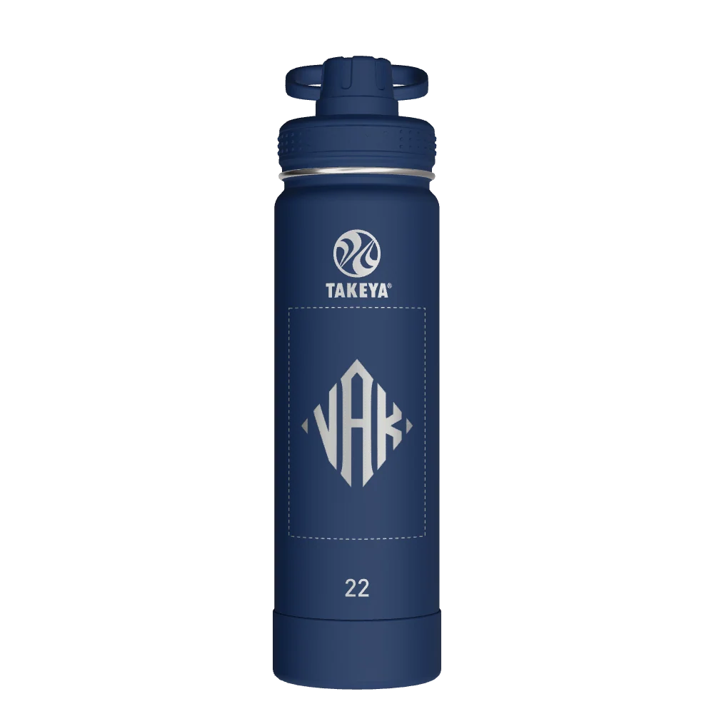 Takeya Actives Water Bottle With Spout Lid - 22oz Midnight - Model 50297-TAKEYA-ACTIVES-WATER-BOTTLE-WITH-SPOUT-LID-CUSTOMIZED-426-22OZ-MIDNIGHT