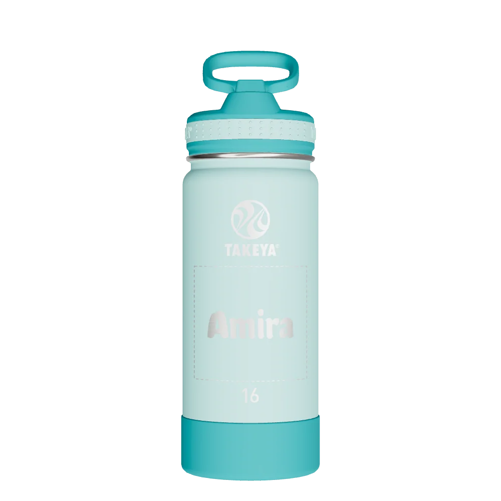 Takeya Actives Kids Water Bottle With Straw Lid - 16oz Surfer/Lagoon - Model 52400-TAKEYA-ACTIVES-KIDS-WATER-BOTTLE-WITH-STRAW-LID-CUSTOMIZED-51-16OZ-SURFER-LAGOON