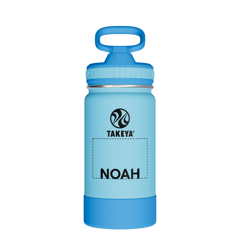 Takeya Actives Kids Water Bottle With Straw Lid - 14oz Atlantic/SailBlue - Model 50314-TAKEYA-ACTIVES-KIDS-WATER-BOTTLE-WITH-STRAW-LID-CUSTOMIZED-74-14OZ-ATLANTIC-SAILBLUE
