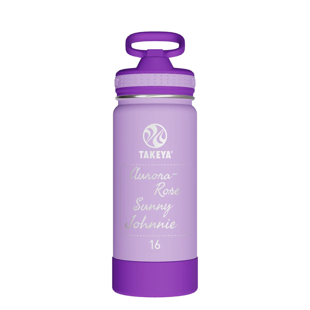Takeya Actives Kids Water Bottle With Straw Lid - 16oz Lilac/Ultraviolet - Model 52403-TAKEYA-ACTIVES-KIDS-WATER-BOTTLE-WITH-STRAW-LID-CUSTOMIZED-31-16OZ-LILAC-ULTRAVIOLET