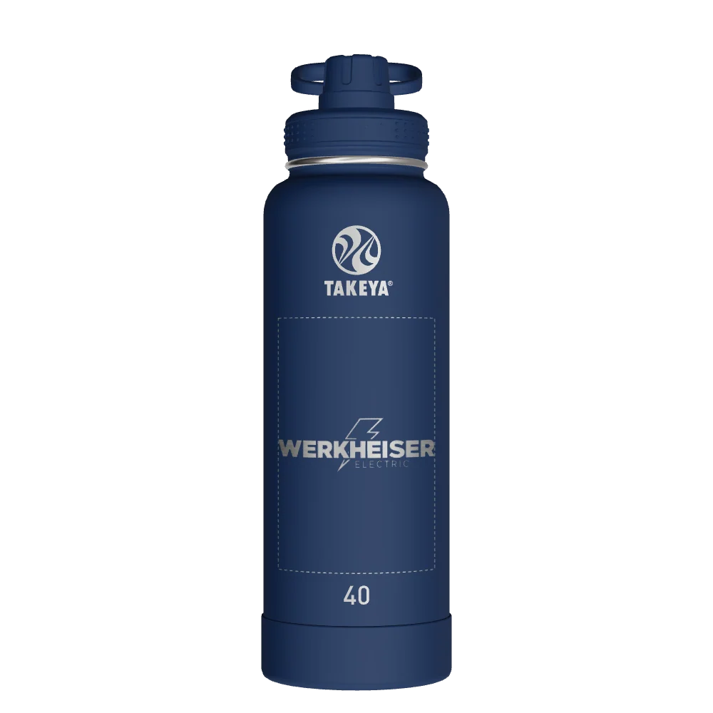 Takeya Actives Water Bottle With Spout Lid - 40oz Midnight - Model 51004-TAKEYA-ACTIVES-WATER-BOTTLE-WITH-SPOUT-LID-CUSTOMIZED-42-40OZ-MIDNIGHT