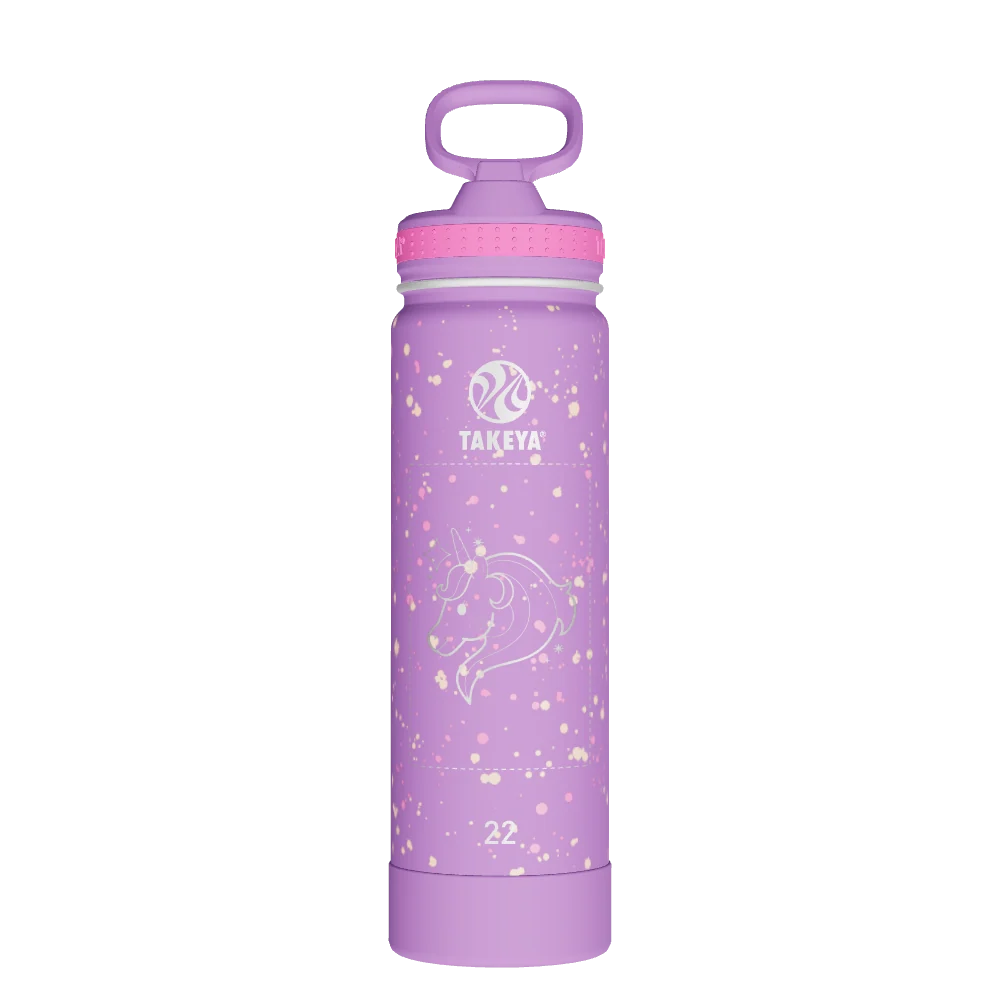 Takeya Actives Water Bottle With Straw Lid - 22oz Confetti Purple Love - Model 50432-TAKEYA-ACTIVES-WATER-BOTTLE-WITH-STRAW-LID-CUSTOMIZED-120-22OZ-CONFETTI-PURPLE-LOVE