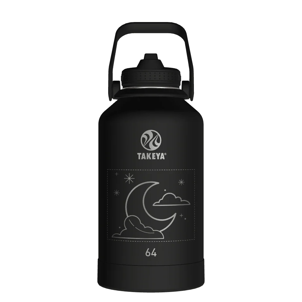 Takeya Actives Water Bottle With Straw Lid - 64oz Onyx - Model 51193-TAKEYA-ACTIVES-WATER-BOTTLE-WITH-STRAW-LID-CUSTOMIZED-63-64OZ-ONYX