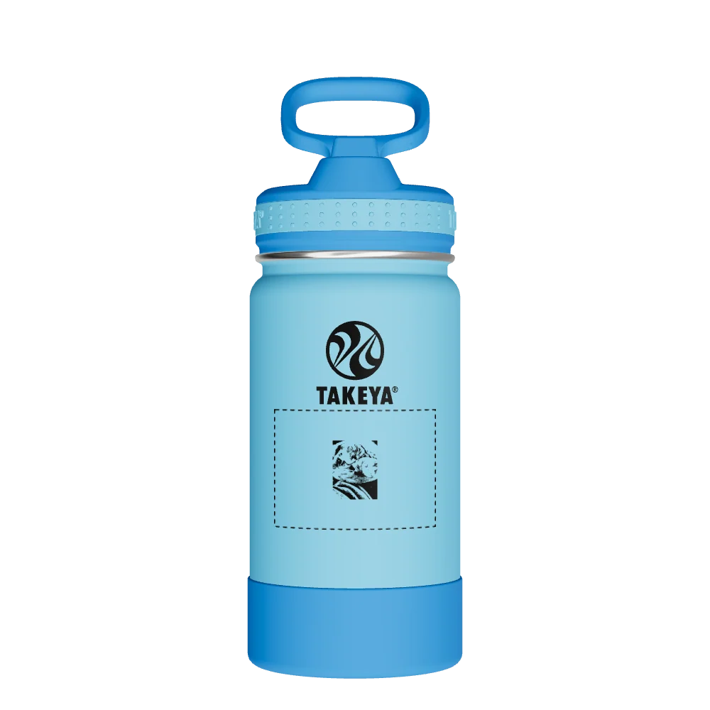 Takeya Actives Kids Water Bottle With Straw Lid - 14oz Atlantic/SailBlue - Model 50314-TAKEYA-ACTIVES-KIDS-WATER-BOTTLE-WITH-STRAW-LID-CUSTOMIZED-73-14OZ-ATLANTIC-SAILBLUE