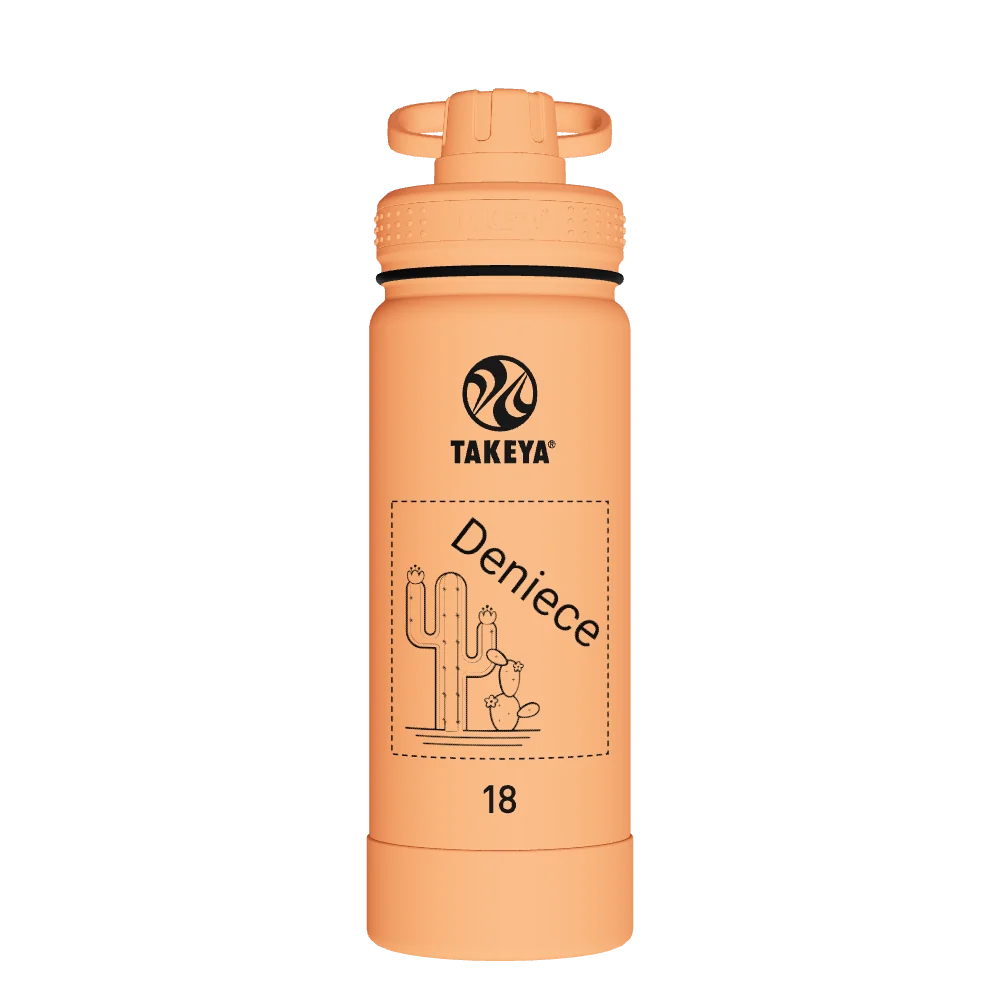Takeya Actives Water Bottle With Spout Lid - 18oz Tart Orange - Model 51074-TAKEYA-ACTIVES-WATER-BOTTLE-WITH-SPOUT-LID-CUSTOMIZED-331-18OZ-TART-ORANGE